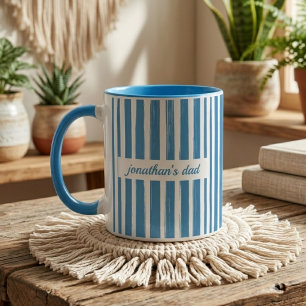Daddy   Custom Light Blue Stripes Dad Baby Reveal Mug