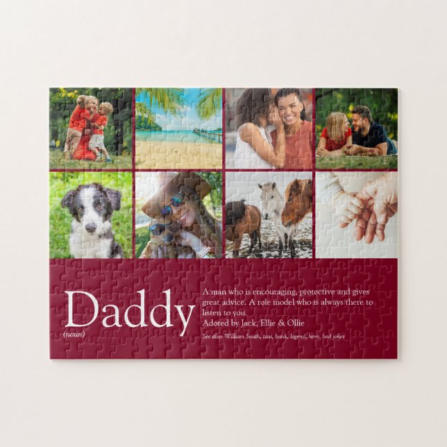 Daddy Dad Father Definition 6 Photo Fun Burgundy Jigsaw Puzzle (Horizontal)