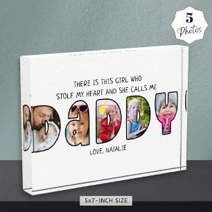 DADDY Daughter Saying 5 Photo Collage Block