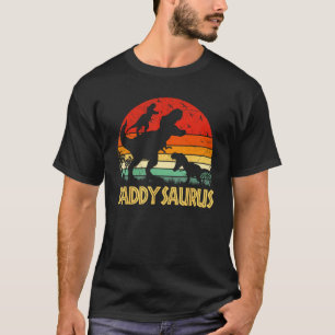 Daddy Dinosaur Daddysaurus 2 kids Fathers Day  For T-Shirt