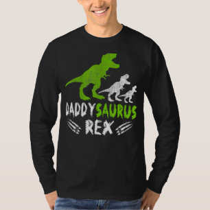 Daddy Dinosaur Daddysaurus 2 Two Kids Christmas Fa T-Shirt
