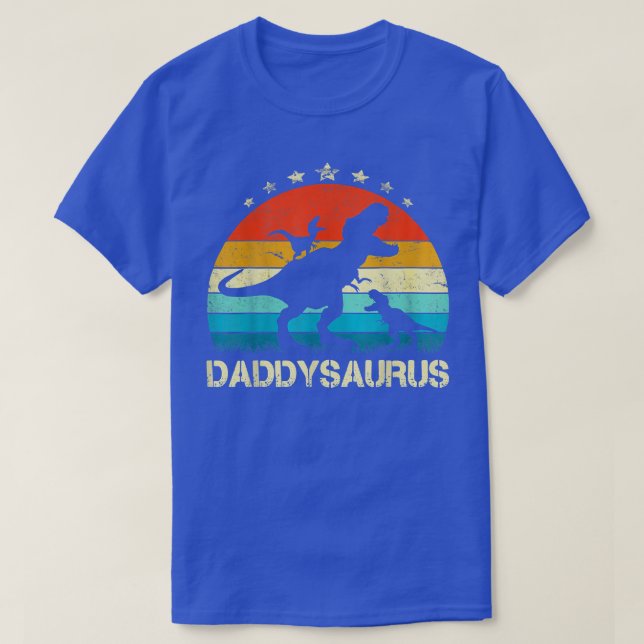Daddy Dinosaur Daddysaurus 2 Two kids christmas Fo T-Shirt (Design Front)