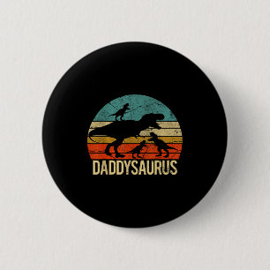 Daddy Dinosaur Daddysaurus 3 Three Kids Xmas Chris 2 Inch Round Button