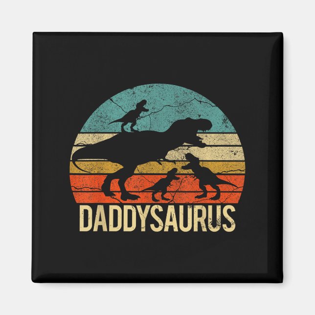 Daddy Dinosaur Daddysaurus 3 Three Kids Xmas Chris Magnet (Front)