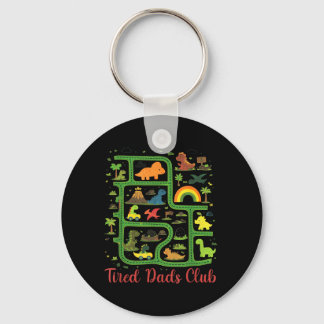 Daddy Dinosaur Dino Land Map Tired Dads Club Keychain
