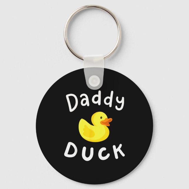 Daddy Duck Birthday Rubber Duck Lover Family Match Keychain (Front)
