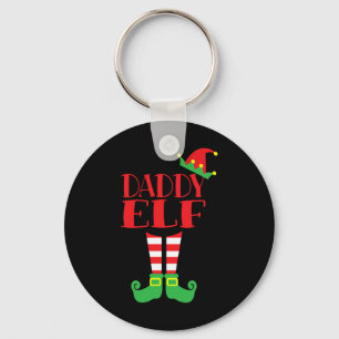 Daddy Elf Christmas Season Dad's Mom's Matching Te Keychain