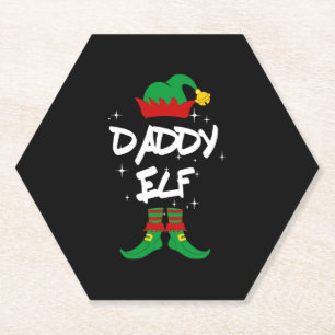 Daddy Elf Family Matching Christmas Outfit Gift Paper Coaster