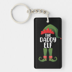 Daddy Elf Family Matching Group Christmas Dad Keychain