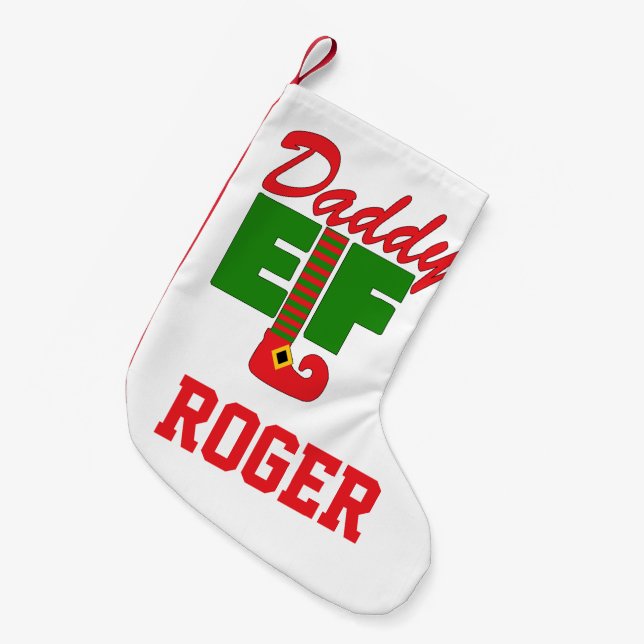Daddy Elf  Small Christmas Stocking (Front (Hanging))