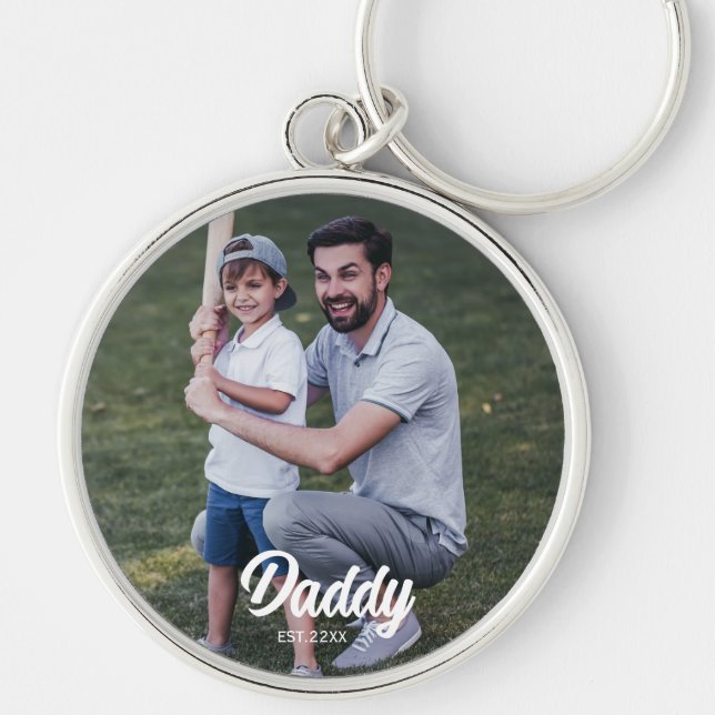 Daddy EST and photo keepsake Keychain (Front)
