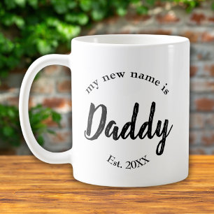 Daddy Est Year Black New Baby Announcement Coffee Mug