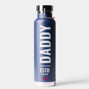 Daddy Established Custom Date Navy Trendy Water Bottle