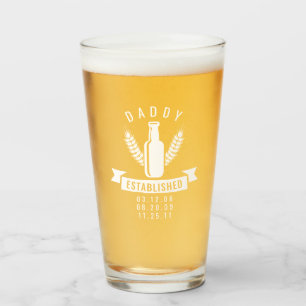 Daddy Established Personalized Kids Birthdates Glass