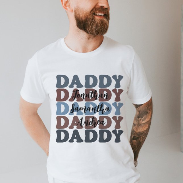 Daddy Father's Day Custom Kids Names Retro  T-Shirt (Creator Uploaded)