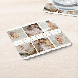 "Daddy" Fathers Day Custom Photos Paper Coaster