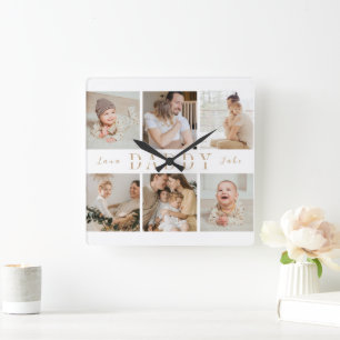 "Daddy" Fathers Day Kids Collage Wall Clock