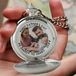 Daddy First Fathers Day Personalized Photo Pocket Watch<br><div class="desc">Photo pocket watch with fully editable personalized text and your favourite photo. The wording currently reads "first father's day as daddy to [name[ · 20##" and you can customize this as you wish. A lovely keepsake gift for any occasion and perfact as a fathers day watch or birth announcement gift,...</div>