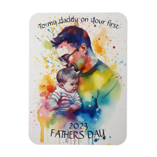 daddy first fathers day special event card magnet