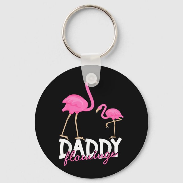Daddy Flamingo Fathers Day Humour Dad Funny Keychain (Front)