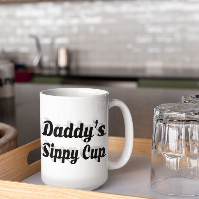 Daddy funny coffee quote black half text large coffee mug (Creator Uploaded)