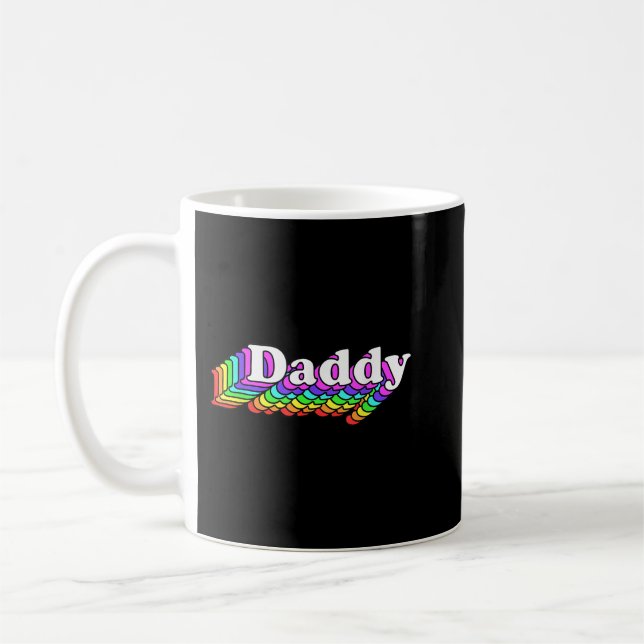 Daddy, Gay Daddy Bear, Retro LGBT Rainbow, LGBTQ P Coffee Mug (Left)