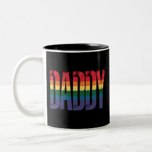 Daddy Gay Pride Month LGBTQ Fathers Day Rainbow Two-Tone Coffee Mug