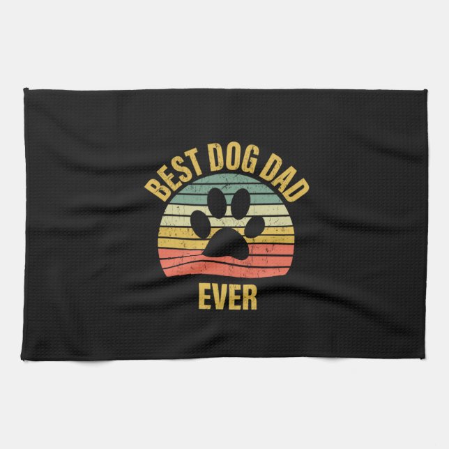 Daddy Gift Best Dog Dad Ever Kitchen Towel (Horizontal)