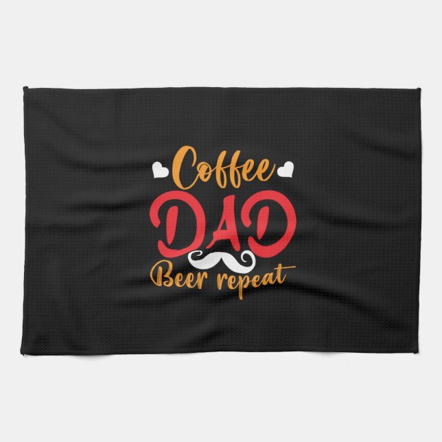 Daddy Gift Coffee Dad Beer Repeat Kitchen Towel (Horizontal)