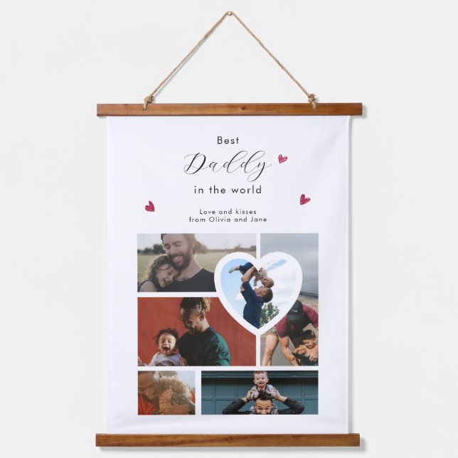 Daddy Gift Create Your Own 6 Photo Collage Hanging Tapestry (Front)
