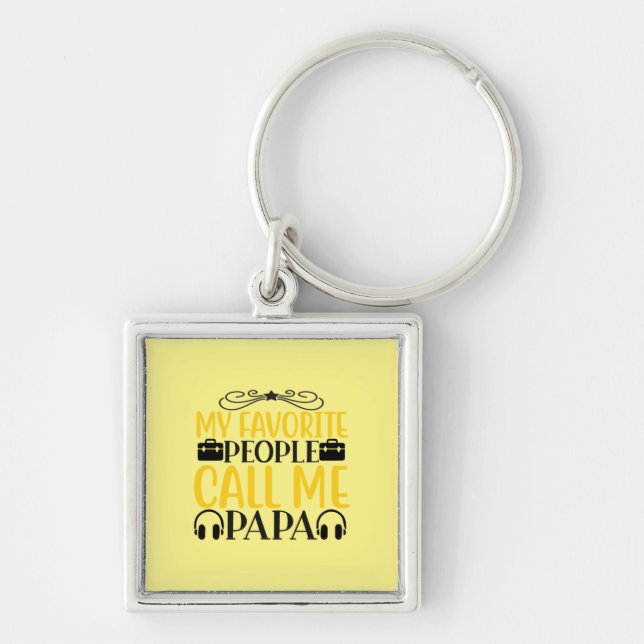 Daddy Gift My Favourite People Call Me Papa Keychain (Front)