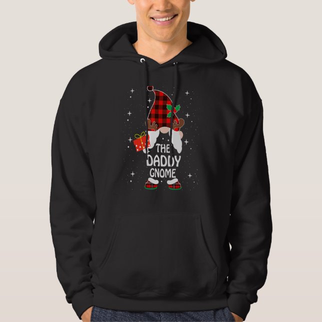 Daddy Gnome Buffalo Plaid Matching Family Christma Hoodie (Front)