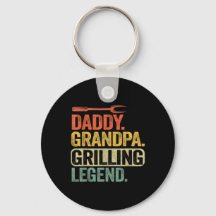 Daddy Grandpa Grilling Legend Smoking Meat Funny B Keychain