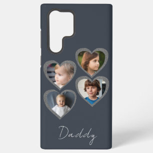 Daddy Grey Hearts Four Kids Photo Collage  Samsung Galaxy Case