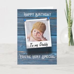 Daddy Happy Birthday Photo Template Rustic Blue