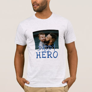 Daddy Hero Dad and Kid Custom Photo  T-Shirt
