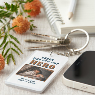 Daddy Hero Father Keepsake Family Photo Keychain