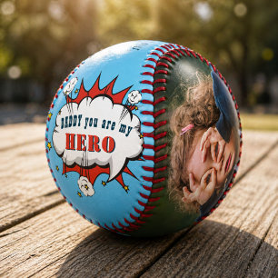 Daddy Hero Superhero Dad Father`s Day Photo Baseball