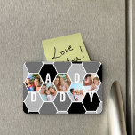 Daddy Honeycomb Photo Collage 5 Photo 5 Letter Magnet<br><div class="desc">Honeycomb photo magnet, personalized with 5 of your favourite photos and printed with a 5 letter name, such as DADDY. The design features a honeycomb photo collage in a monochrome colour palette of black white and grey. For alternative colours and different length names, please browse my store in the Honeycomb...</div>