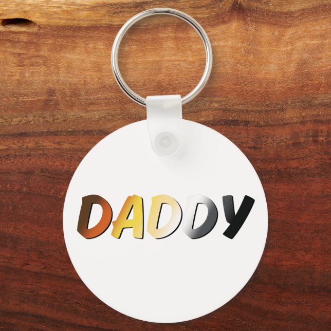 Daddy in Bear Pride Colours – Bold Gay Bear Design Keychain (Front)