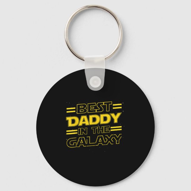 Daddy In The Galaxy Funny Fathers Day Gift For Men Keychain (Front)