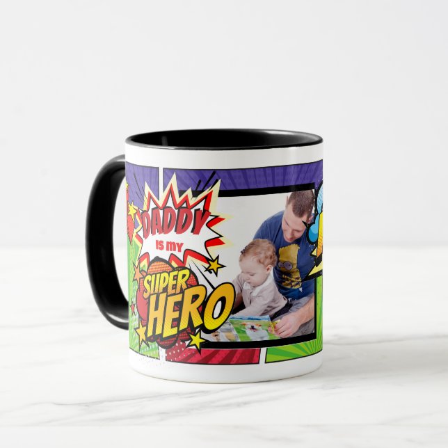 DADDY Is My SUPERHERO Custom PHOTO COMIC Mug (Front Left)