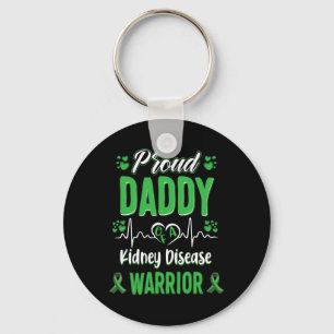 Daddy Kidney Disease Warrior Awareness Ribbon Gree Keychain