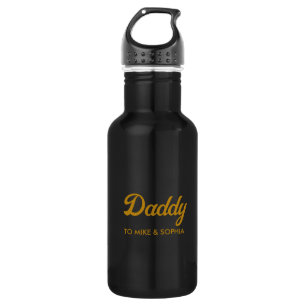 Daddy Kids Names Modern Father's Day Gold Script  532 Ml Water Bottle