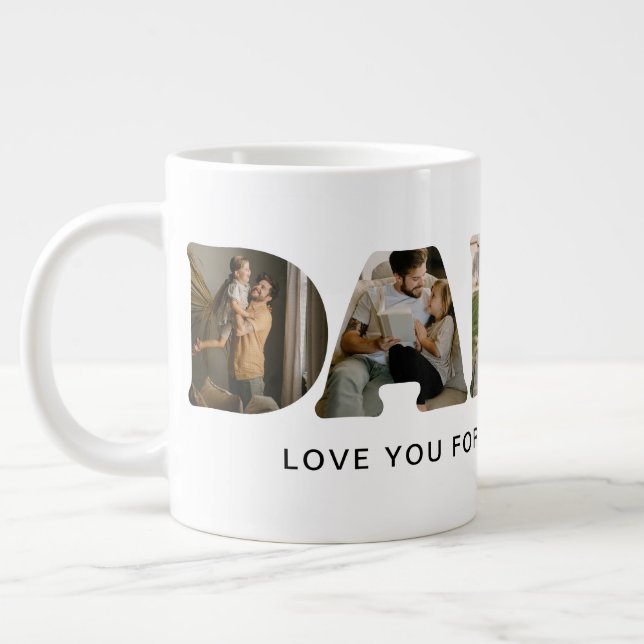 DADDY Letter Photo Collage Father's Day  Large Coffee Mug (Left)