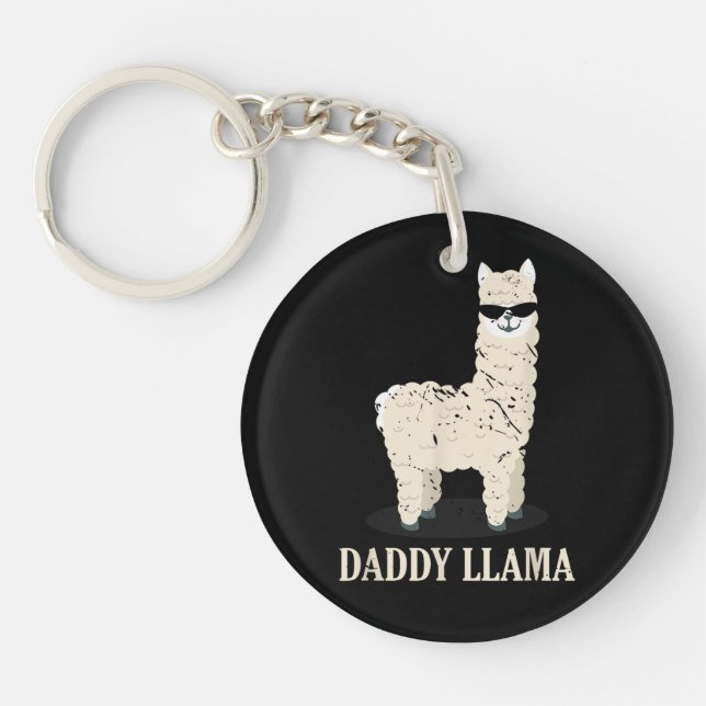 Daddy Llama Alpaca Funny Animal Lover Keychain (Front)