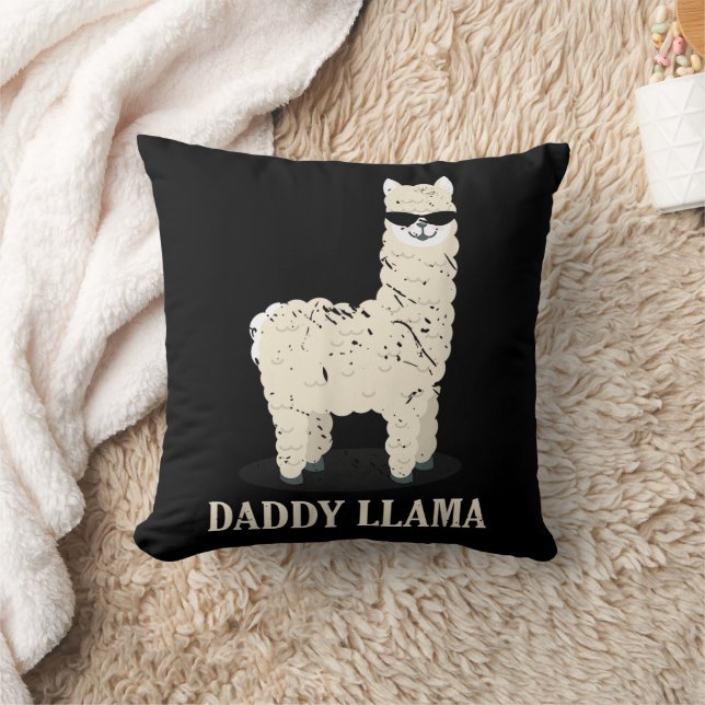 Daddy Llama Alpaca Funny Animal Lover Throw Pillow (Blanket)