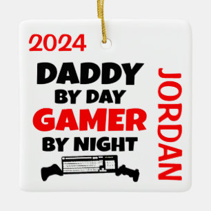 Daddy Loves Playing Video Games Ceramic Ornament