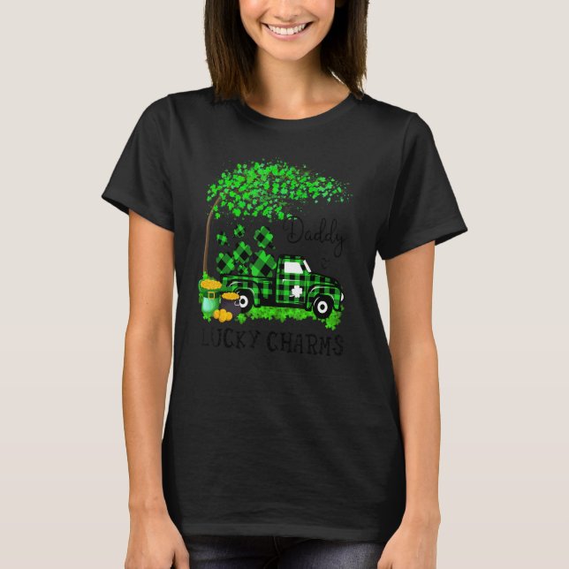Daddy Lucky Charm Shamrock Graphic Truck St Patric T-Shirt (Front)