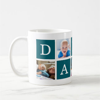 Daddy Minimal Colour Block Photo Collage Blue Coffee Mug